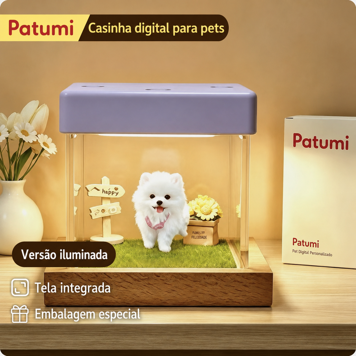 Casinha de Projeção Interativa com Vida Digital 3D Personalizada do Seu Pet