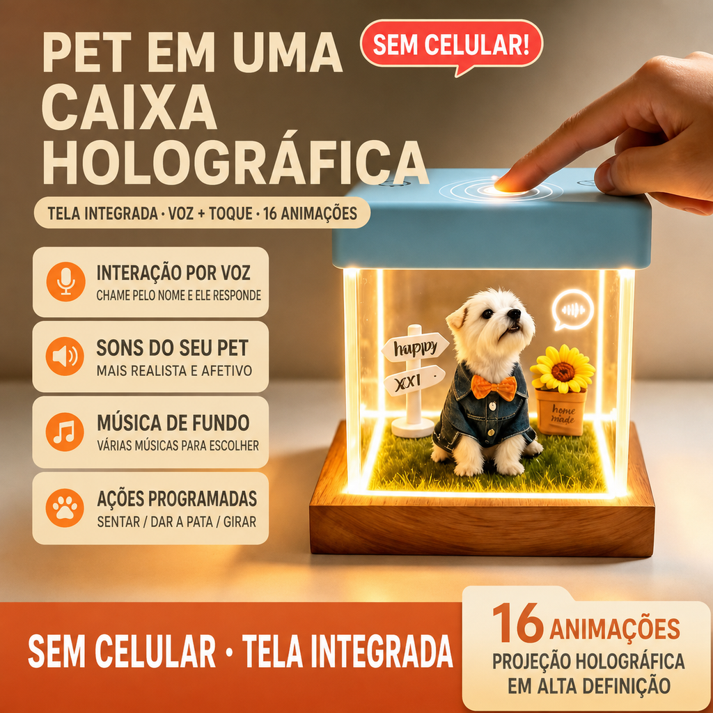 Casinha de Projeção Interativa com Vida Digital 3D Personalizada do Seu Pet